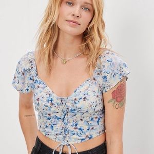 American Eagle Flutter Sleeve Corset Blouse